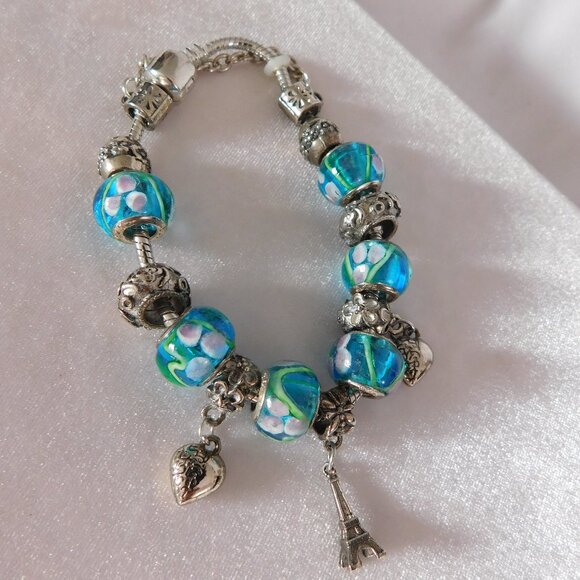 Ladies Sterling Silver Charm Bracelet - Picture 2 of 3